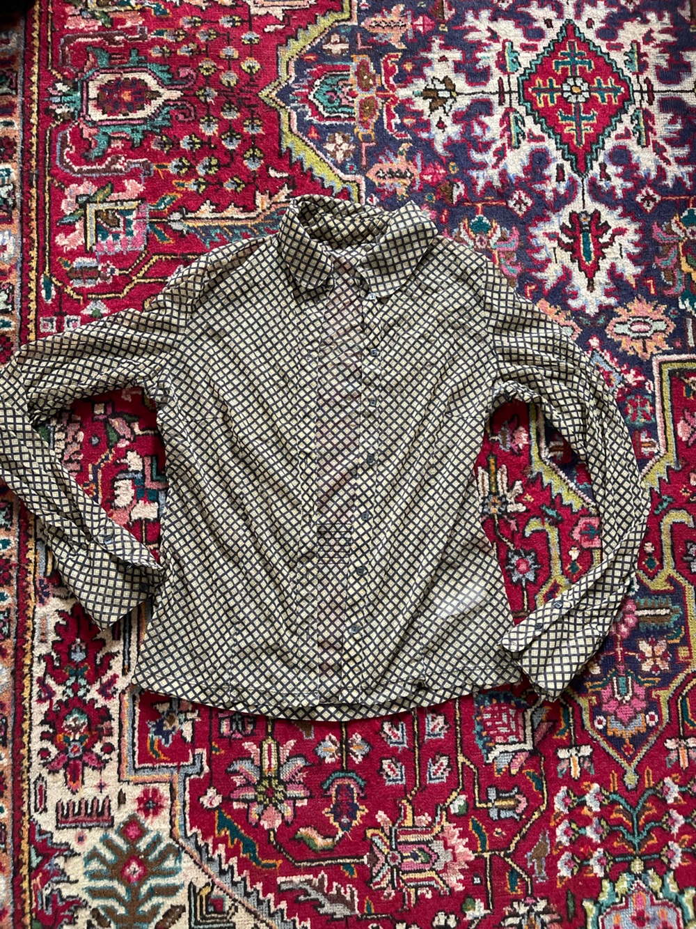Mesh Geometric Print Crossbody Blouse